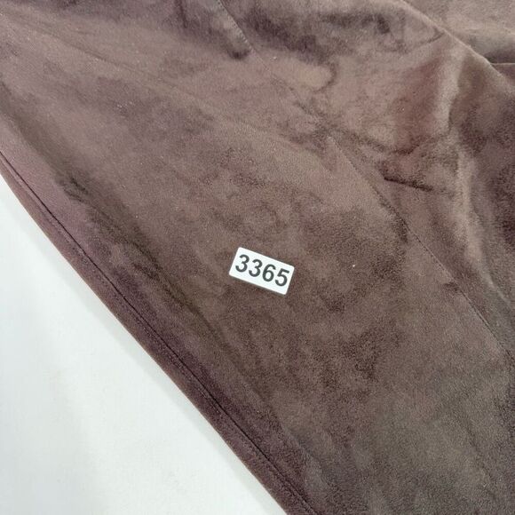 Talbots Pants Women 20W Brown Stretch Faux Leather Suede Velour Pull on Tapered - Picture 10 of 10